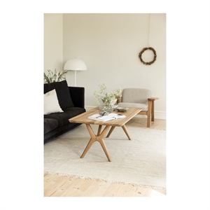 AMELIA SOFABORD M/ MESSING DETALJE - MASSIV EG - MÅL: 130 X 70 CM. Eg natur olieret